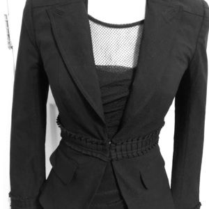 Fitted ruffle waist feminine blazer